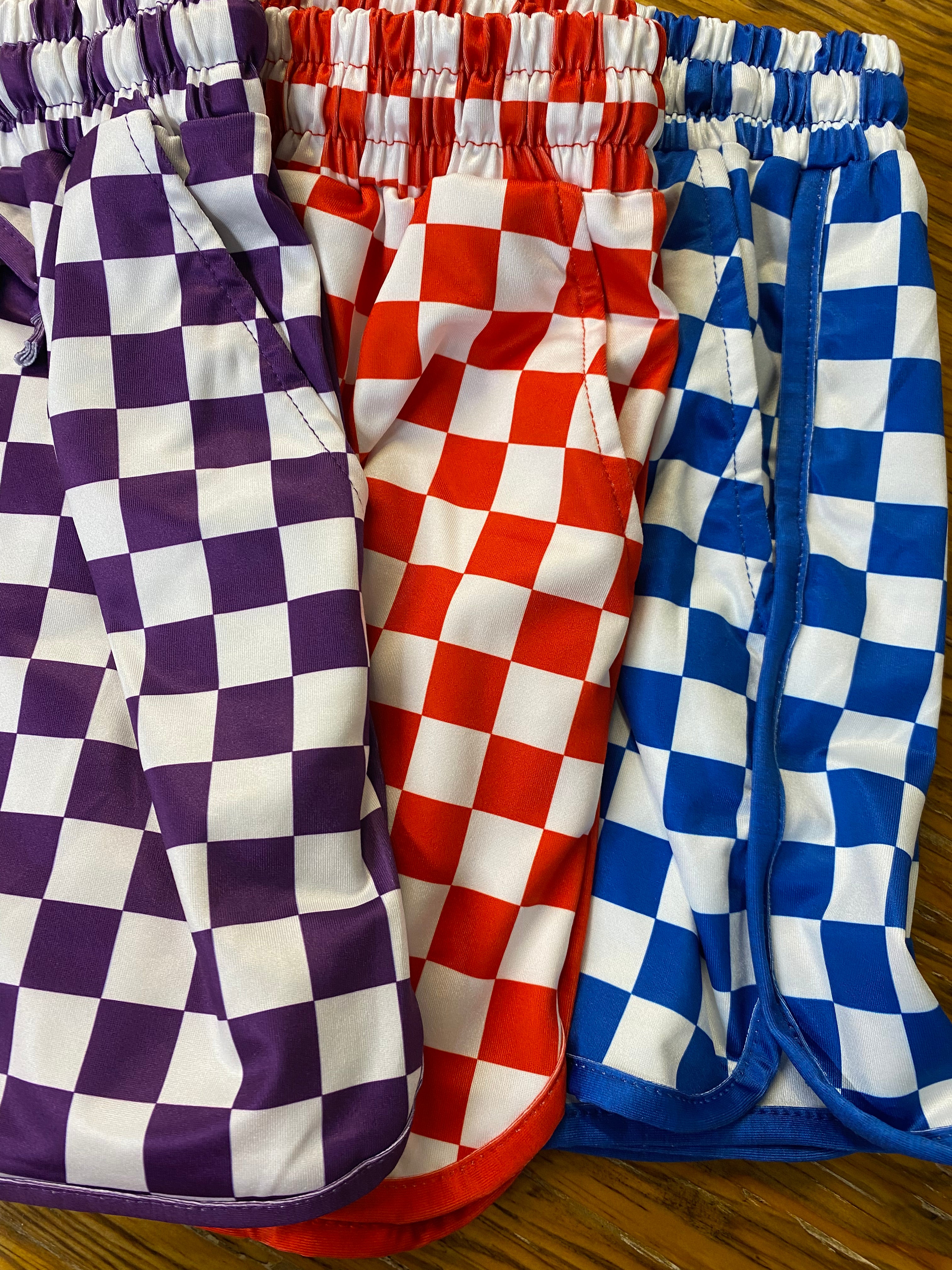 Sterling Kreek PEP RALLY CHECKERED SHORTS PURLPE/RED/BLUE