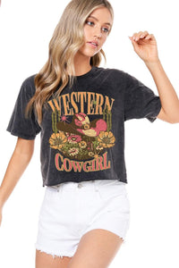 Zutter WESTERN COWGIRL VINTAGE FLORAL GRAPHIC TEE