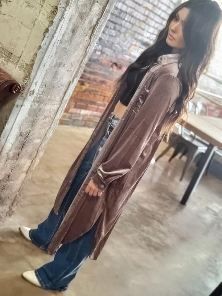 Umgee Almond Velvet Duster