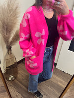 Load image into Gallery viewer, Hot Pink Flower Cardigan
