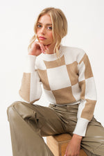 Load image into Gallery viewer, Checkerboard Crop Sweater Top
