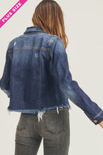 Load image into Gallery viewer, Risen Curvy FRAYED HEM WASHED JACKET
