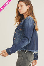 Load image into Gallery viewer, Risen Curvy FRAYED HEM WASHED JACKET
