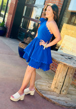 Load image into Gallery viewer, Royal Blue One Shoulder Ric Rac Dress
