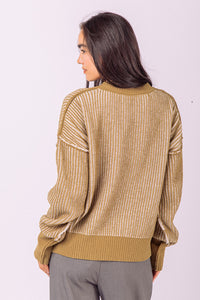 Two-Tone Casual Knit Sweater Top