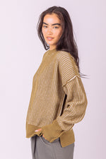 Load image into Gallery viewer, Two-Tone Casual Knit Sweater Top
