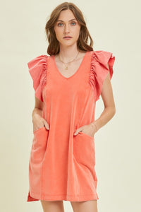 Mineral WashedRuffle Sleeve Dress