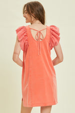 Load image into Gallery viewer, Mineral WashedRuffle Sleeve Dress
