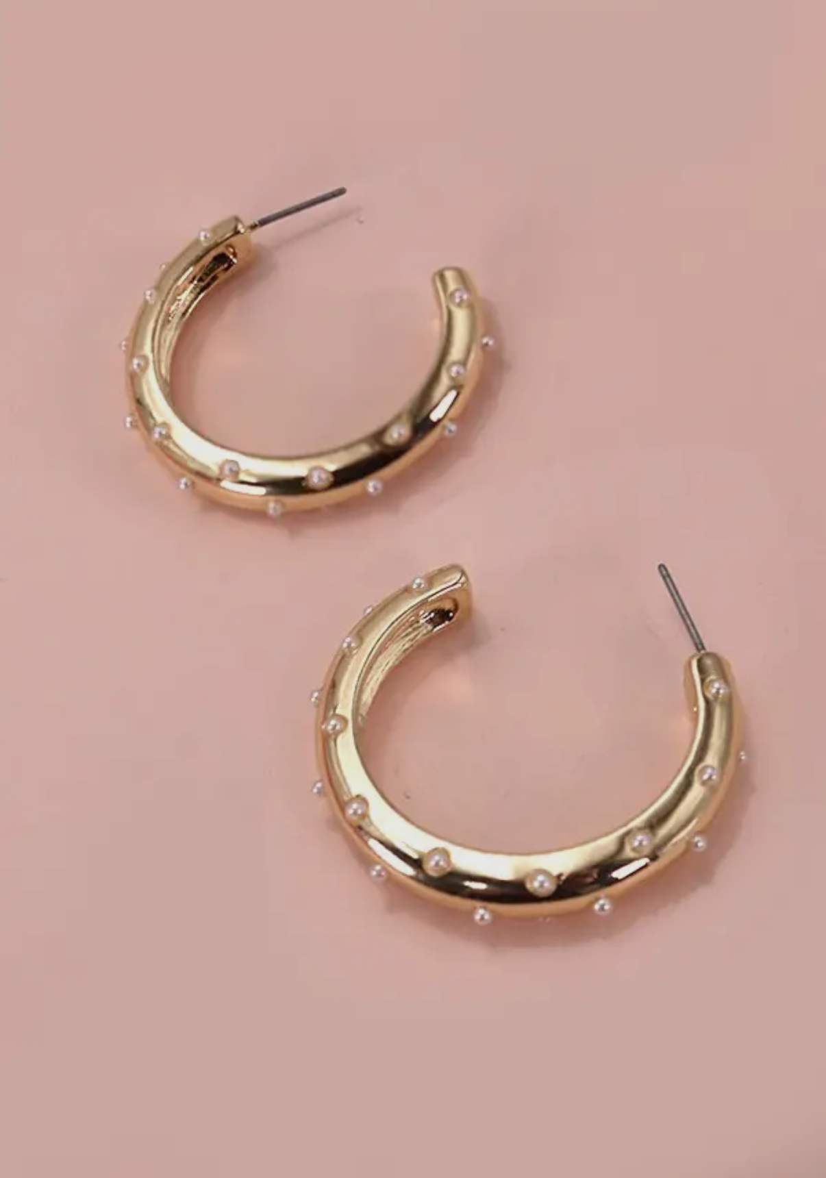 Pearl Studded Hoop Earrings