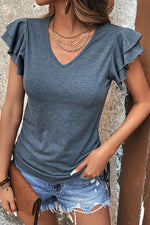 Load image into Gallery viewer, Gray Ruffle Sleeve Top
