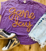 Load image into Gallery viewer, Game Day Metallic Letter Vintage Washed Top
