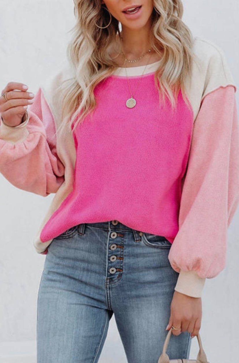 Colorblock Long Sleeve Pullover Fleece Sweatshirt