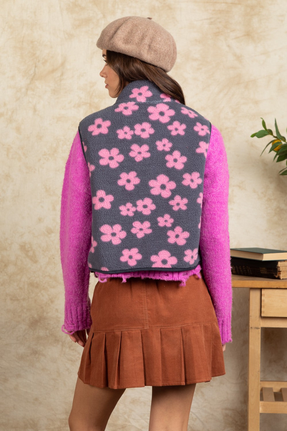 Vintage Flower Fleece Vest