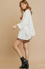 Umgee Open Front Cable Knit Cardigan in Cream