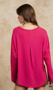 Button Down Oversized Soft Henley Top