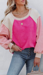 Load image into Gallery viewer, Colorblock Long Sleeve Pullover Fleece Sweatshirt
