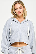 Load image into Gallery viewer, COTTON TERRY CROPPED FULL ZIP UP
