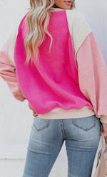 Load image into Gallery viewer, Colorblock Long Sleeve Pullover Fleece Sweatshirt
