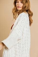 Umgee Open Front Cable Knit Cardigan in Cream