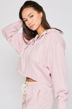 Load image into Gallery viewer, COTTON TERRY CROPPED FULL ZIP UP
