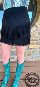 Sterling Kreek Black Fort Worth Fringe Skirt/Skort