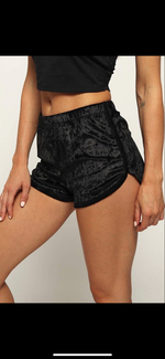 Load image into Gallery viewer, Crushed Velvet Shorts Black or Champagne
