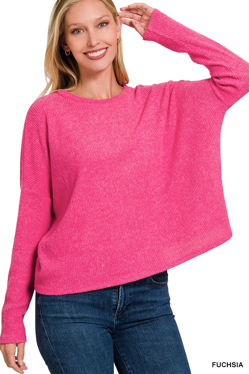 Fuchsia Dolman Sleeve Sweater
