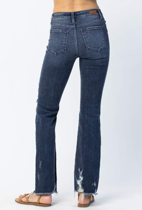 Judy Blue Slim Bootcut/Midrise with distressing