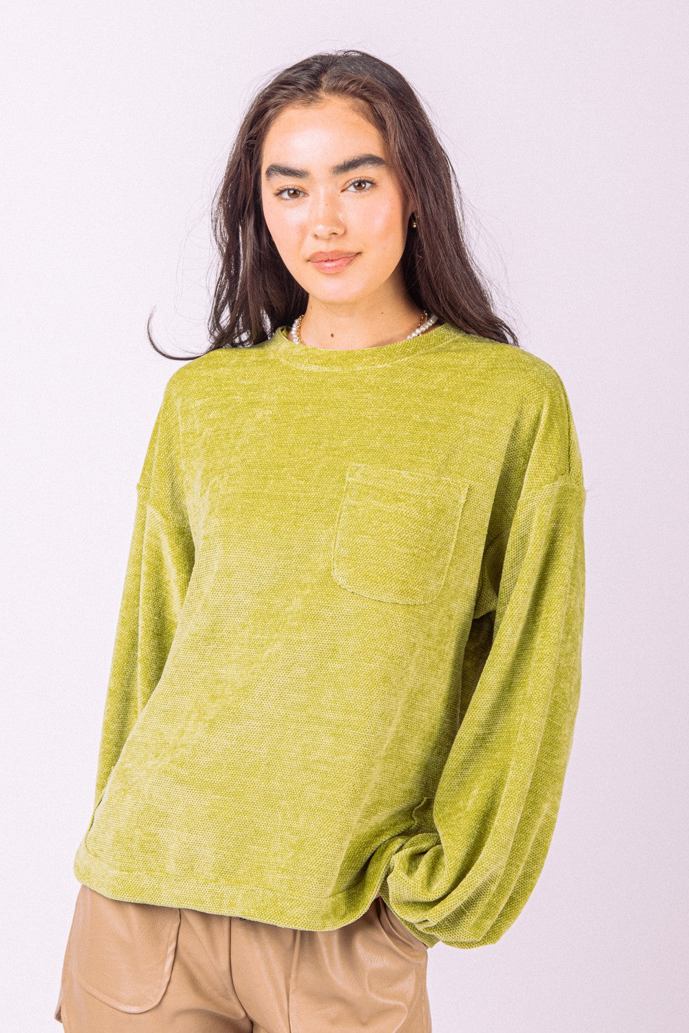 Pleated Puff Sleeve Textured Top