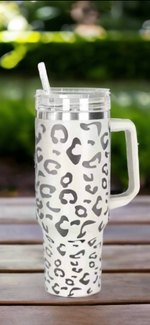 Load image into Gallery viewer, 40 oz. Leopard Tumbler Black or White
