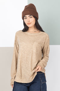 Very J Raw Edge Detail Oversized Knit Top