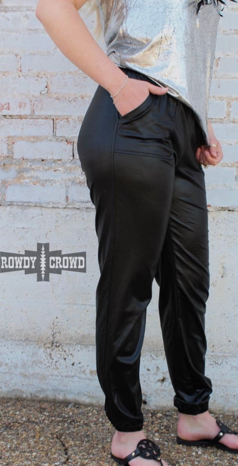 Black Metallic Dahlia Joggers