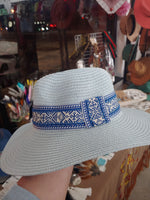 Load image into Gallery viewer, The Panama Boater Summer Hat with Thick Aztec Band 2 Colors
