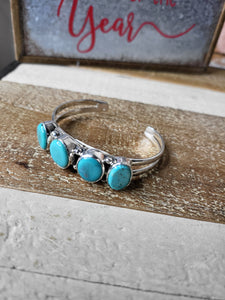 Genuine Sterling Silver Cuff w/4 Real Turquoise Stones