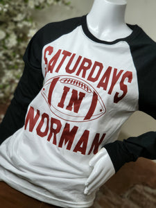 Saturdays In Norman Long Sleeve Raglan Tee