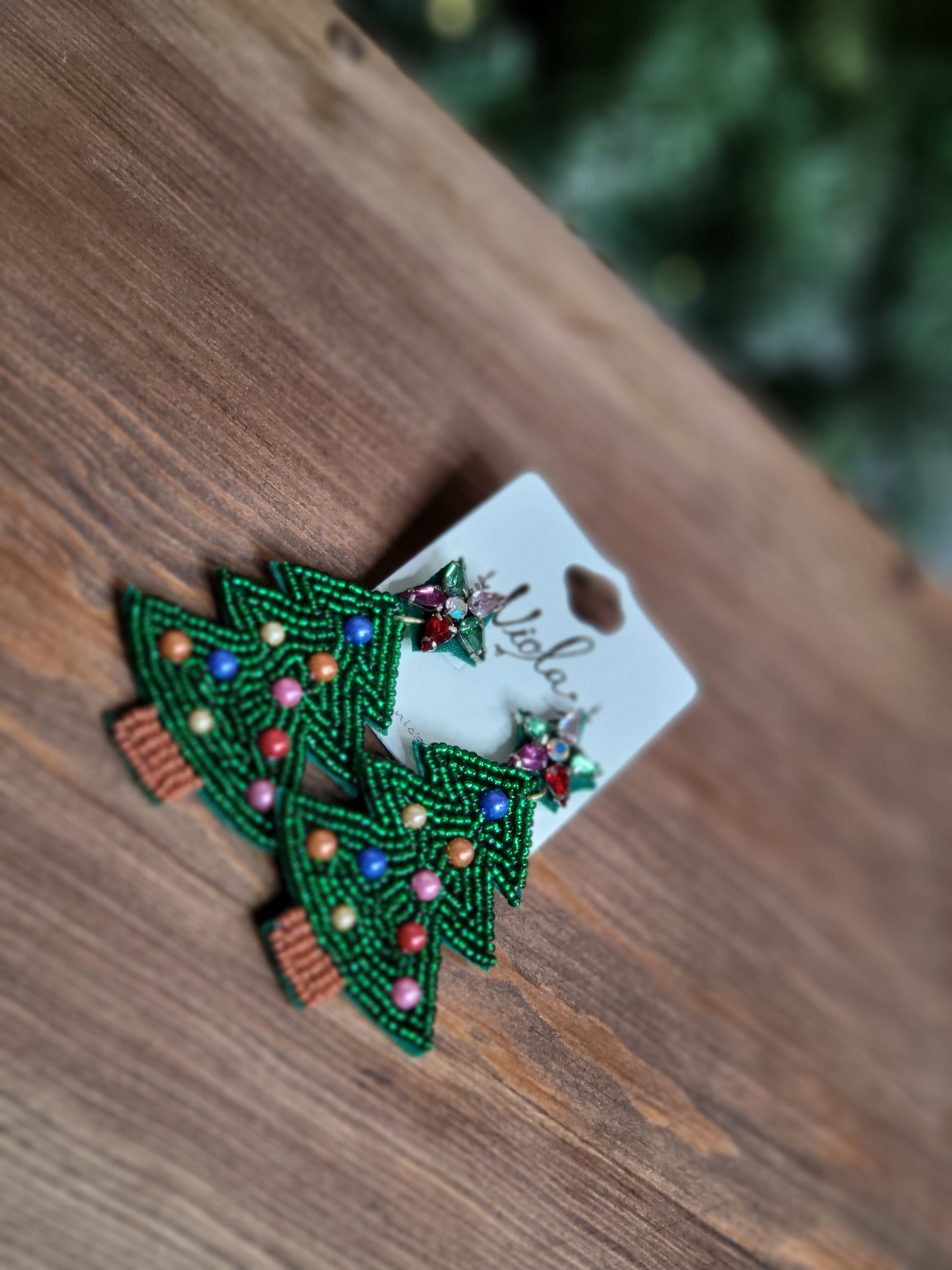 Christmas Tree Beaded Ear Ring