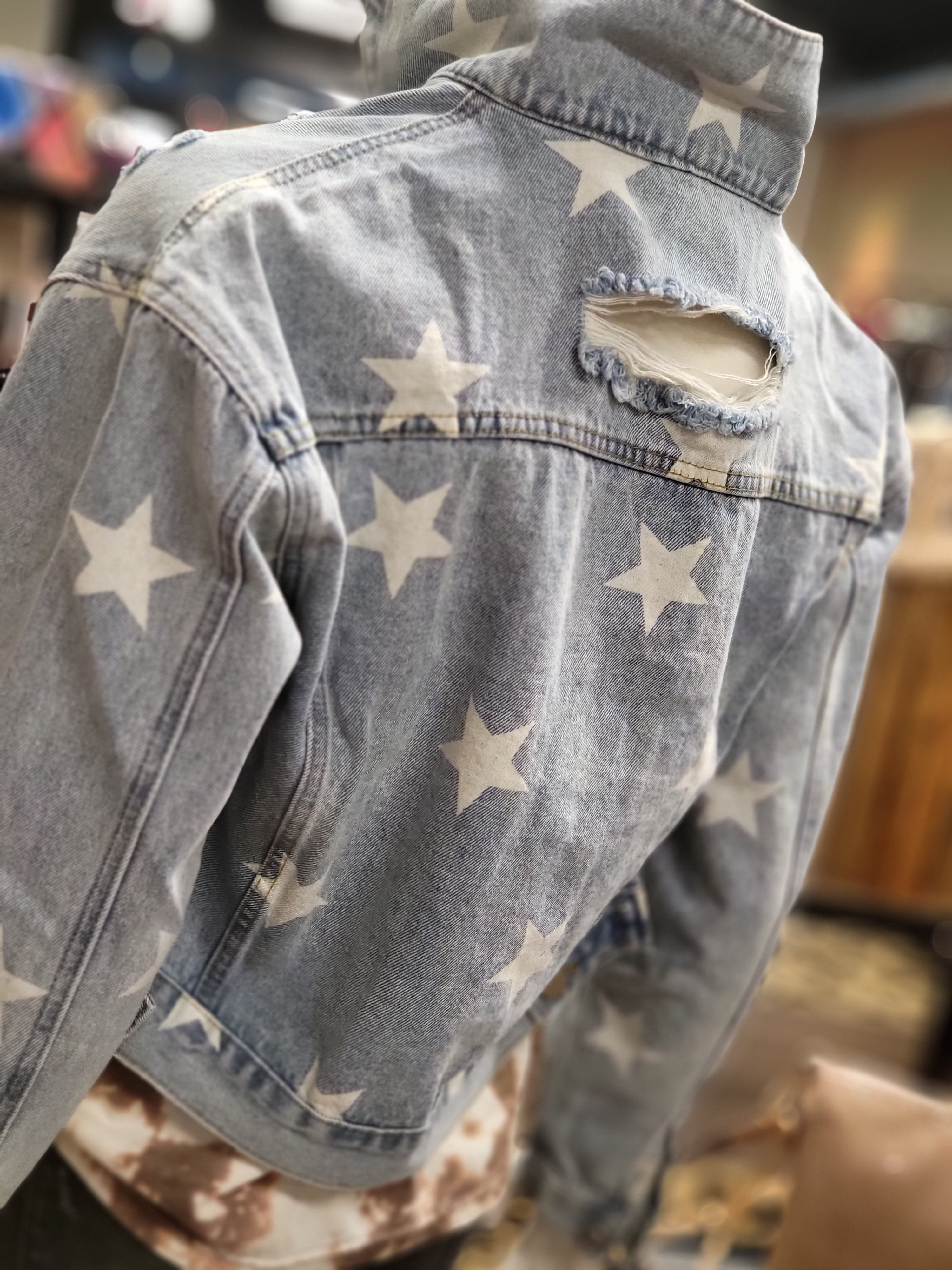 Blue B Denim Star Crop Jacket