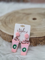 Load image into Gallery viewer, Valentine Starbucks Beaded Ear Rings
