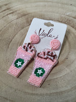 Load image into Gallery viewer, Valentine Starbucks Beaded Ear Rings
