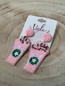 Valentine Starbucks Beaded Ear Rings