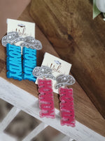 Load image into Gallery viewer, Viola Howdy Earrings (Pink &amp; Blue)
