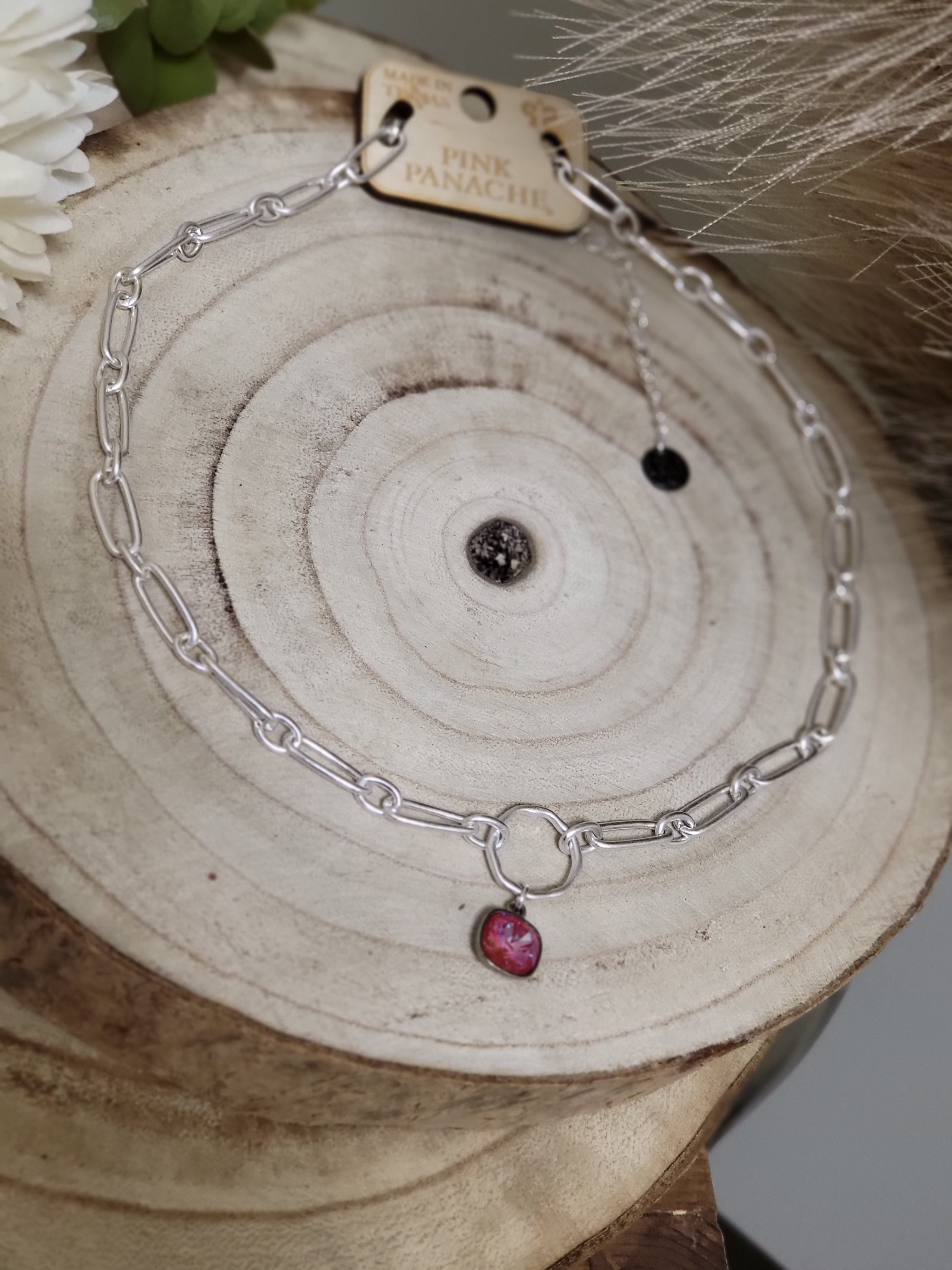 Pink Panache Silver Paper Clip W/Pink Stone