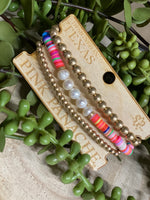 Load image into Gallery viewer, Pink Panache Gold, Pearl, &amp; Colorful Bead Bracelet Stack
