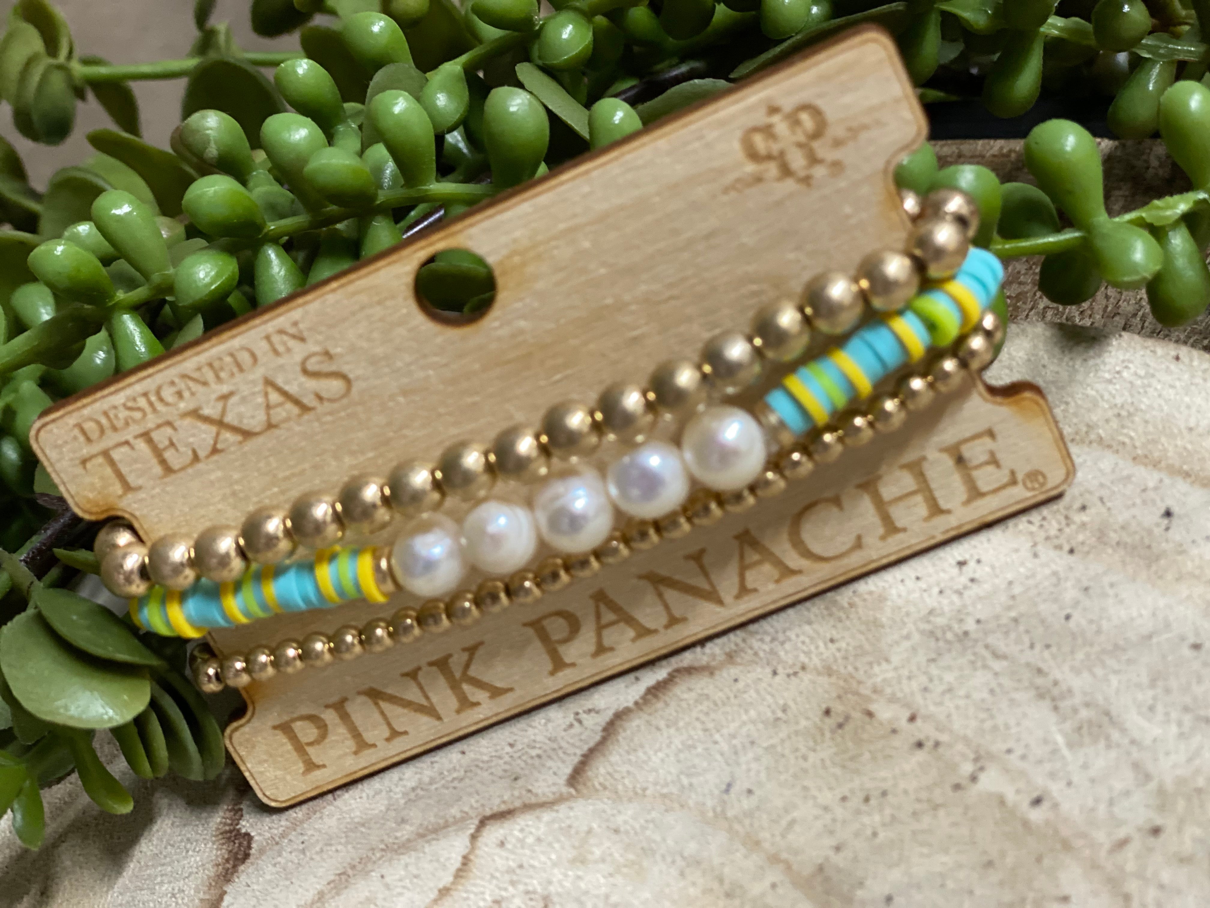 Pink Panache Gold, Pearl, & Colorful Bead Bracelet Stack