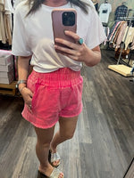 Load image into Gallery viewer, Very J High-Waist HOT PINK washed Twill Shorts
