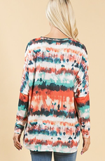 Load image into Gallery viewer, The Silvia II- Turquoise, Orange, &amp; Rust Tie Dye Ultra Soft Hacci Sweater by Avery Apparel
