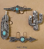 Load image into Gallery viewer, 4 Piece Set of Hat Pins Turquoise and Silver-6 Style Sets Options
