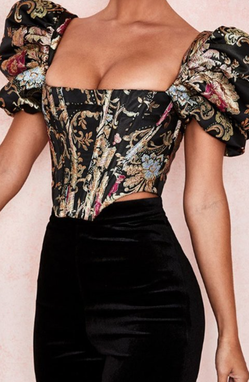 Puffy Sleeve Corset Top