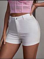 Load image into Gallery viewer, High Waist Dual Pocket White Pleather Short
