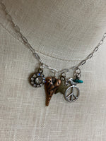 Load image into Gallery viewer, Turquoise Haven 8” Silver Chain with Charms Necklace
